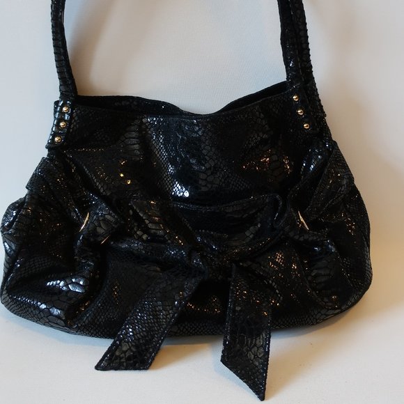 PERLINA STUDIO EMBOSSED PATENT  LEATHER HANDBAG * - Picture 7 of 10